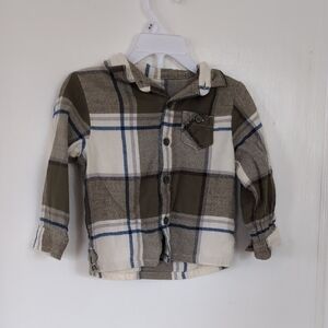 Plaid Kids Shirt in Brown and White